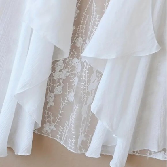 EMBROIDERED Lace White Boho Kimono Coverup OX/12 NEW - Picture 3 of 3